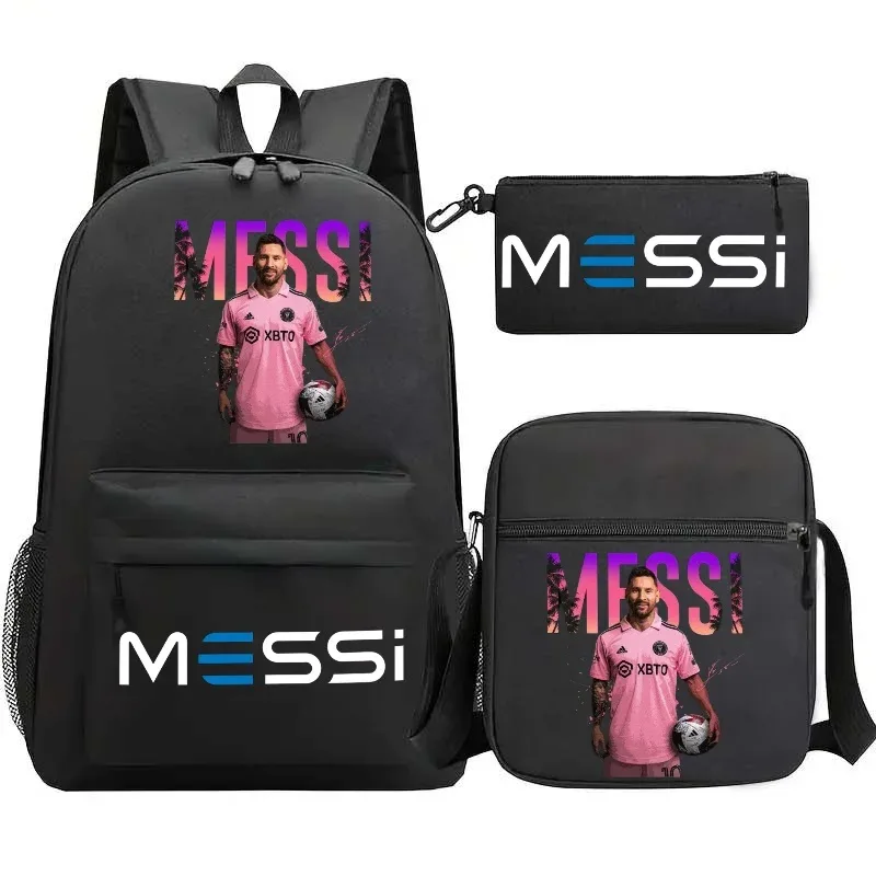 lot de 3 sacs à dos messi en nylon, simples, pour le sport, avec compartiment pour ordinateur portable, sacs à dos décontractés pour l'école, les voyages et les trajets quotidiens