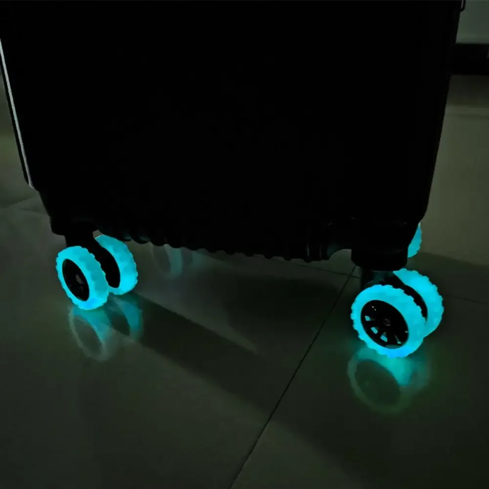 roulettes lumineuses en silicone pour bagages, 8 pièces, chaussures fluorescentes, son silencieux, roues de valise, housse de protection, anti-abrasion, réduit le bruit