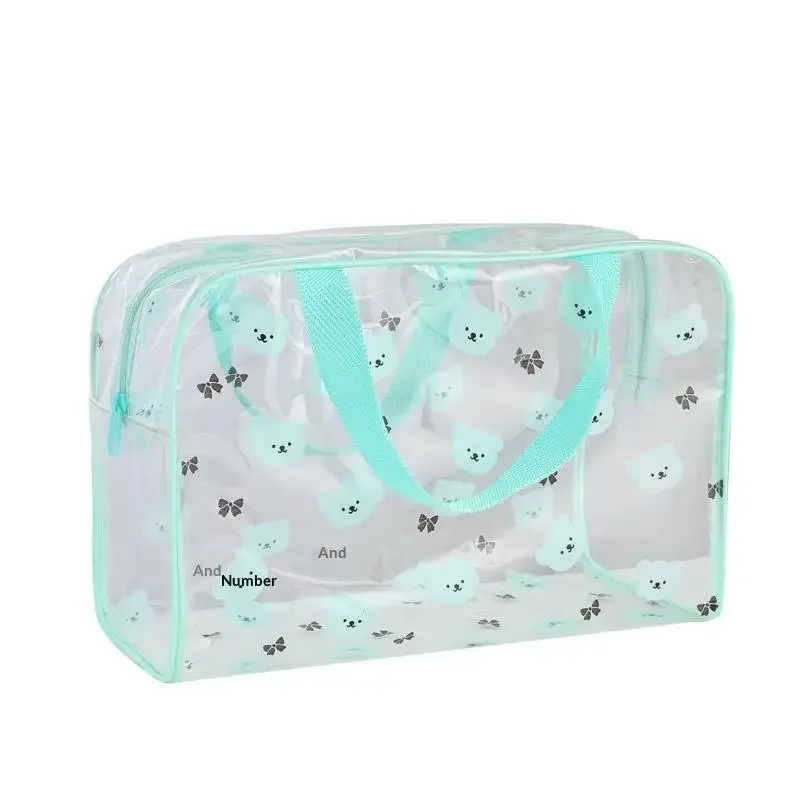 sac à cosmétiques imprimé en pvc, sac de rangement de cosmétiques portable, sac de voyage transparent de grande capacité, 1 pièce