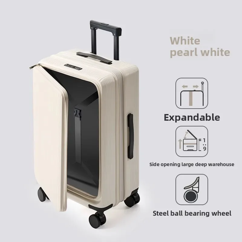 klqdzms 20 "22" 24 "26" 28 pouces bagages de voyage abs + boîtier d'embarquement pc extensible ouverture avant boîtier de chariot pour ordinateur portable valise de cabine