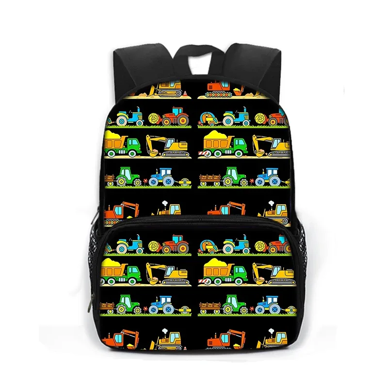 sac à dos imprimé dessin animé de police, voiture, bus, pelle, camion, sac de jour pour enfants, sac de livre pour écoliers de maternelle