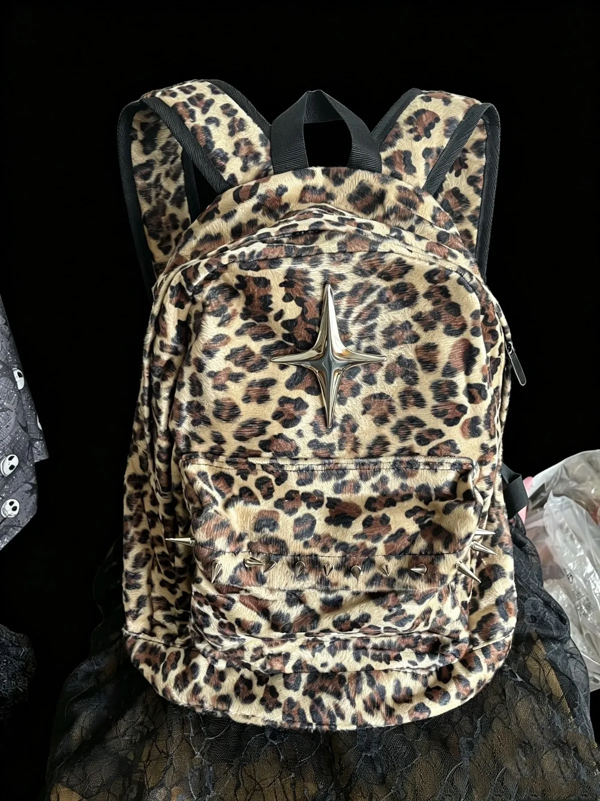 sac à dos léopard grande capacité, élégant, pour l'automne et l'hiver, sac à bandoulière pour fille, design mignon et cool.