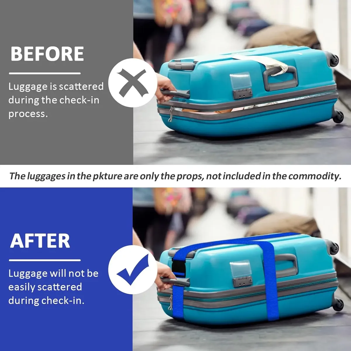 sangles de sécurité réglables pour bagages, ceinture de bagage avec fermeture à boucle, ceinture de bagage pour fermeture de sac de voyage de valise, sécurité des bagages