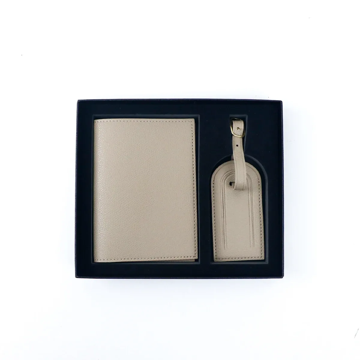 porte-passeport de voyage en cuir pu avec nom personnalisé et étiquette anti-perte pour bagages avec boîte-cadeau de voyage essentielle