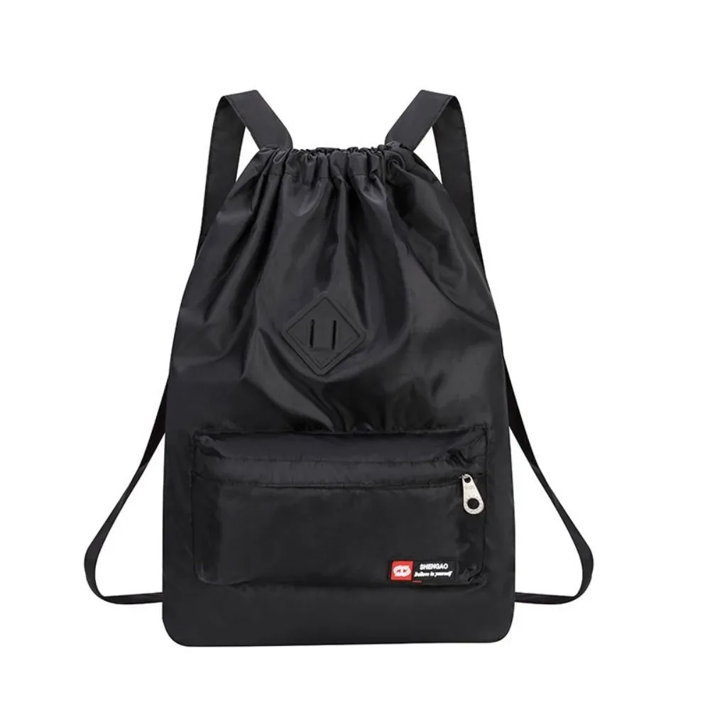 sac à dos tendance en nylon avec cordon de serrage, 5 couleurs, sac à dos polyvalent, grande capacité, sac d'ordinateur lavable pour femmes et hommes