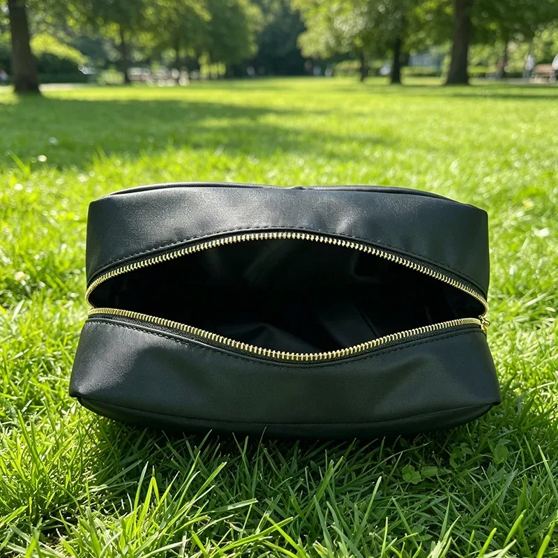 pochette de maquillage personnalisée en nylon rose, imperméable, pour femmes et filles, sac de voyage pour maquillage, organisateur de couleur bonbon, grande capacité