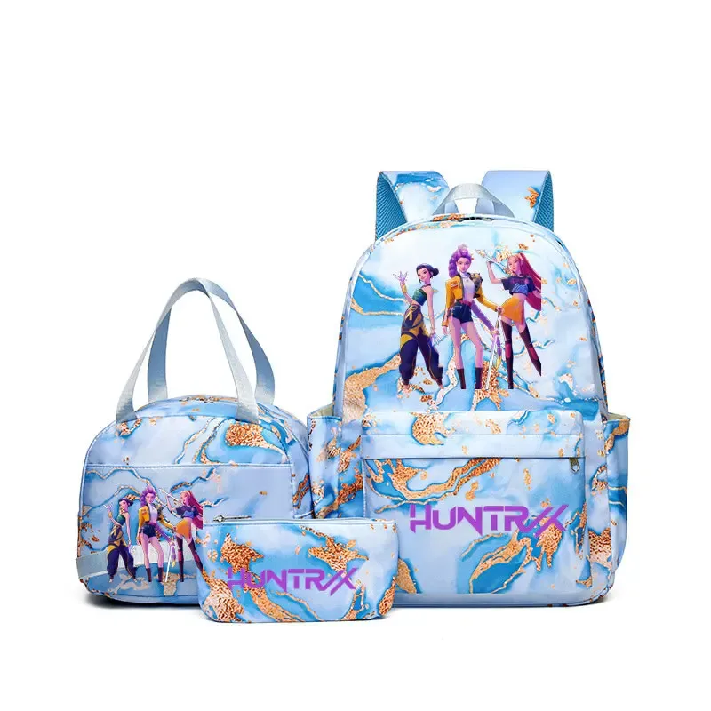 sacs à dos kpop demon hunters avec sacs à déjeuner, sacs d'école légers pour étudiants et adolescents, sac de voyage décontracté pour femmes, 3 pièces/ensembles