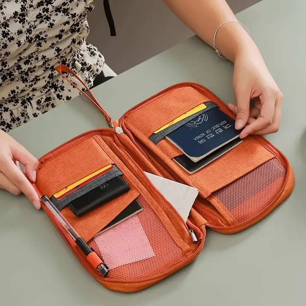 nouvelle pochette de voyage rfid pour passeport, organisateur multifonctionnel pour cartes familiales et billets, accessoire de voyage pour l'enregistrement à l'aéroport