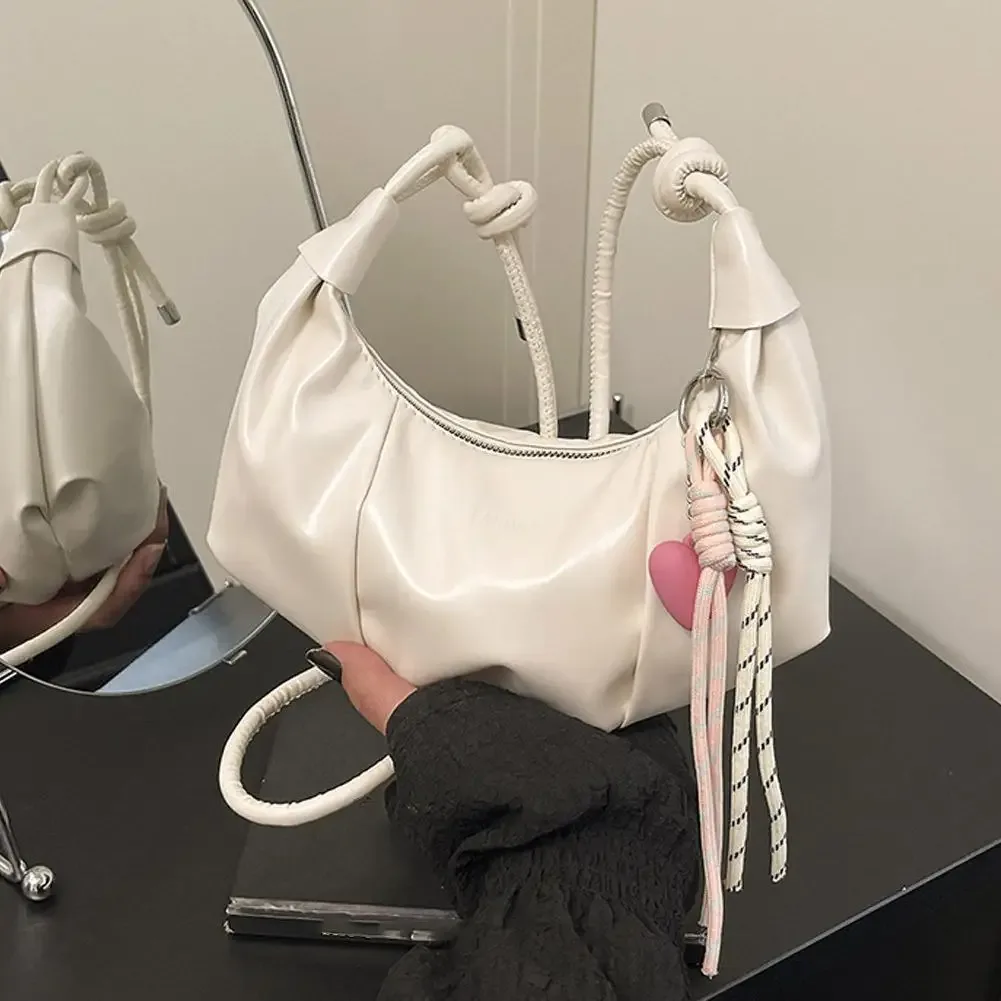 sac à bandoulière plissé en forme de nuage, sac à bandoulière en pu pour femmes, sac à bandoulière élégant en simili cuir