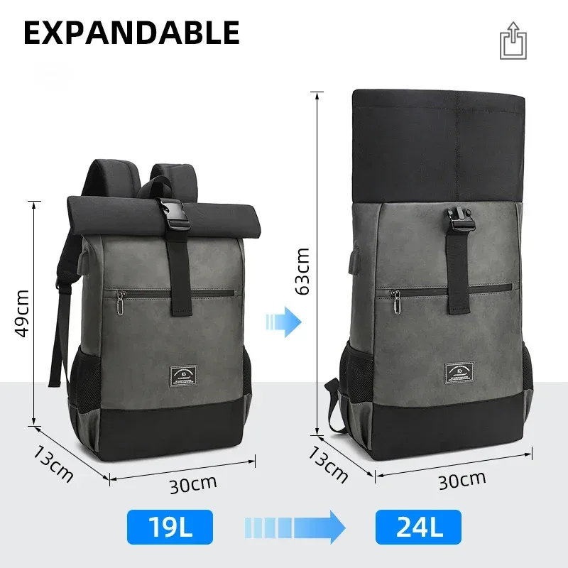 sacs à dos d'ordinateur de procureur imperméables pour hommes et femmes, cuir pu léger, sac à dos à roulettes de luxe