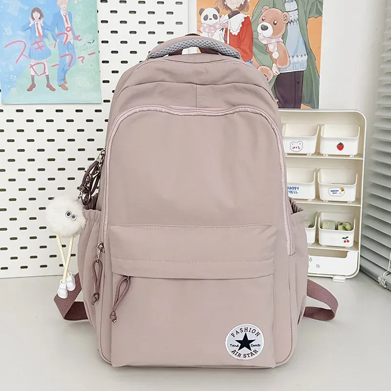 sac à dos décontracté de style universitaire, couleur bonbon, grande capacité, en nylon imperméable, pour l'école, les voyages et les ordinateurs