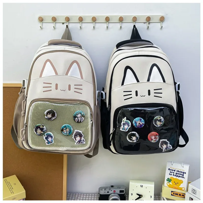 haute capacité ita mochilas mujer chat mignon pratique mochila japon style sac étudiant sac à dos spacieux sacs durables pour femme