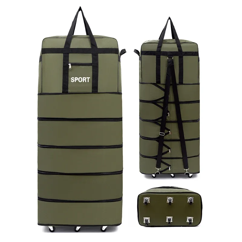 sac de voyage pliable polyvalent à 5 couches avec roulettes, grande capacité, imperméable et durable, idéal pour les voyages, les escapades de week-end et les séjours d'une nuit