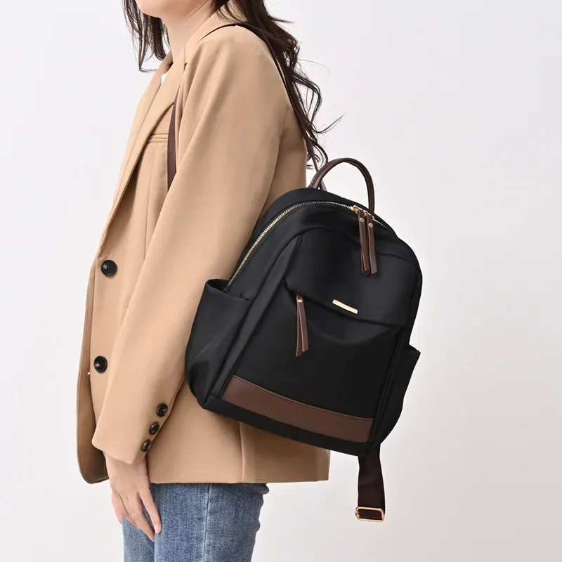 sac à dos antivol en nylon pour femmes, grande capacité, sac à dos de voyage léger, sac à bandoulière multi-poches pour l'école et les déplacements