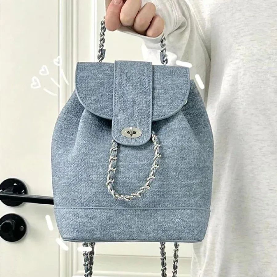 sacs à dos à rabat en tissu denim pour femmes, sacs à dos de voyage de capacité, sacs à main de proximité wstring, sacs à main initiés, unisexe, mode, e27