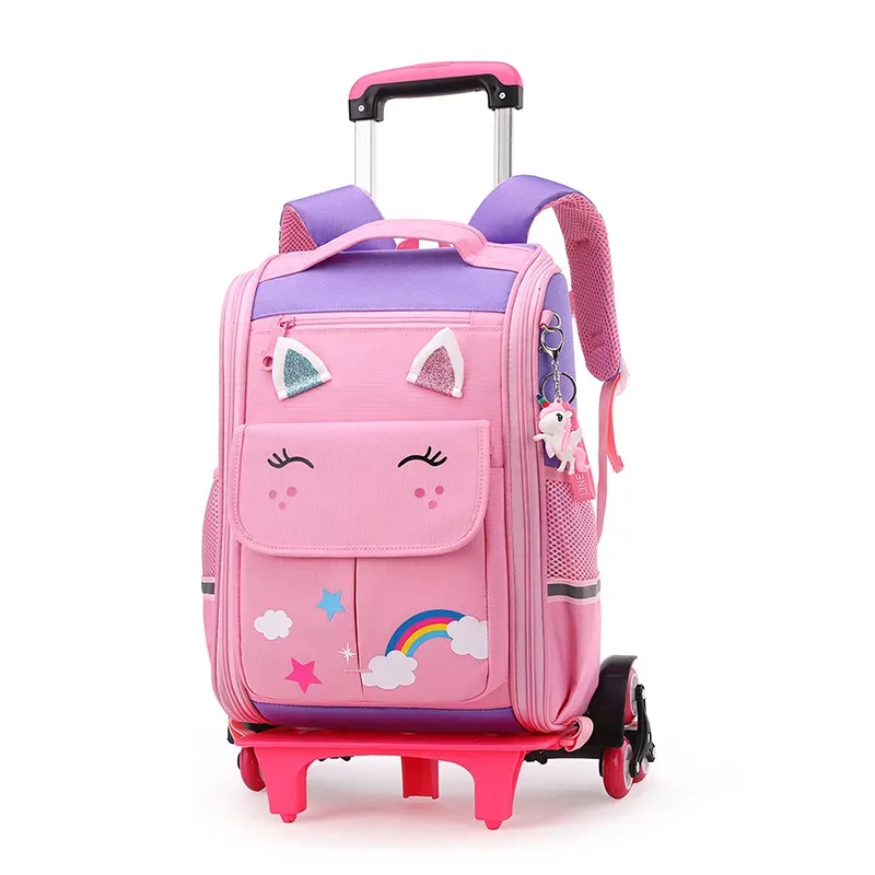 enfants chariot sac à dos roues étudiant haute capacité sacs d'école sac à dos roulant enfants chariot sac école sac à dos sac à roulettes