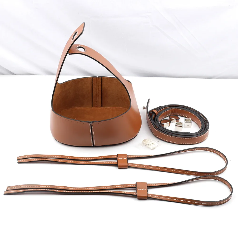 ensemble de sacs à bandoulière en cuir faits main pour le tricot et le crochet, sac à dos pour femme, sac à main, sac à sangle, base de sac, sac à cordon avec quincaillerie