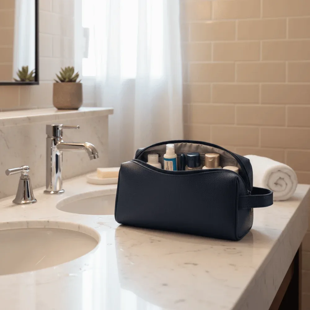 nouvelle trousse de toilette en cuir grande capacité avec fermeture éclair, sac de voyage portable, trousse de maquillage lavable en pu, rangement cosmétique