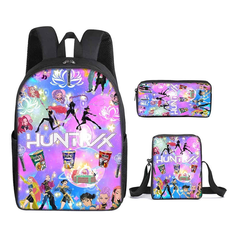 sac à dos pour enfant avec poche avant, sacs à bandoulière, trousses à crayons pour les enfants de 5 à 10 ans, sacs d'école kpop demon hunters pour garçons et filles