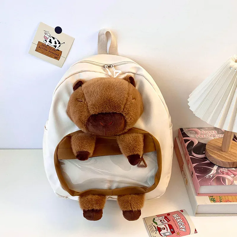 kawai capybara sac à dos femme grande capacité dessin animé drôle sac à dos doux fille dessin animé animation étudiant sac à dos lumière amour sac