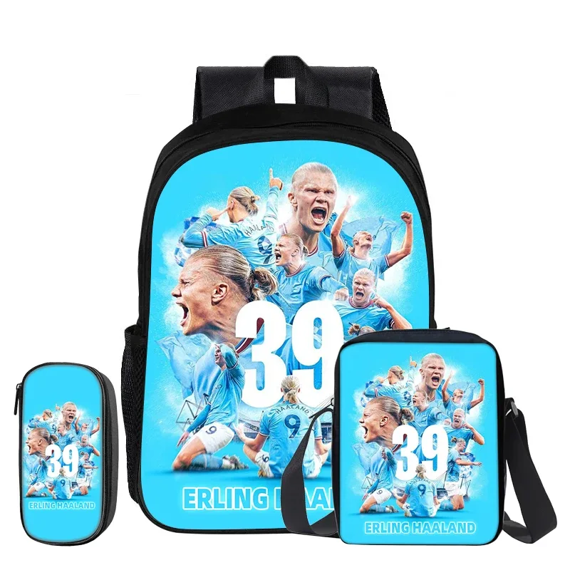 haaland – ensemble de 3 sacs à dos, sac à bandoulière, sacs à crayons, sac à livres, sac à dos de star du football, mochila, cartable de sport, cadeau pour enfants