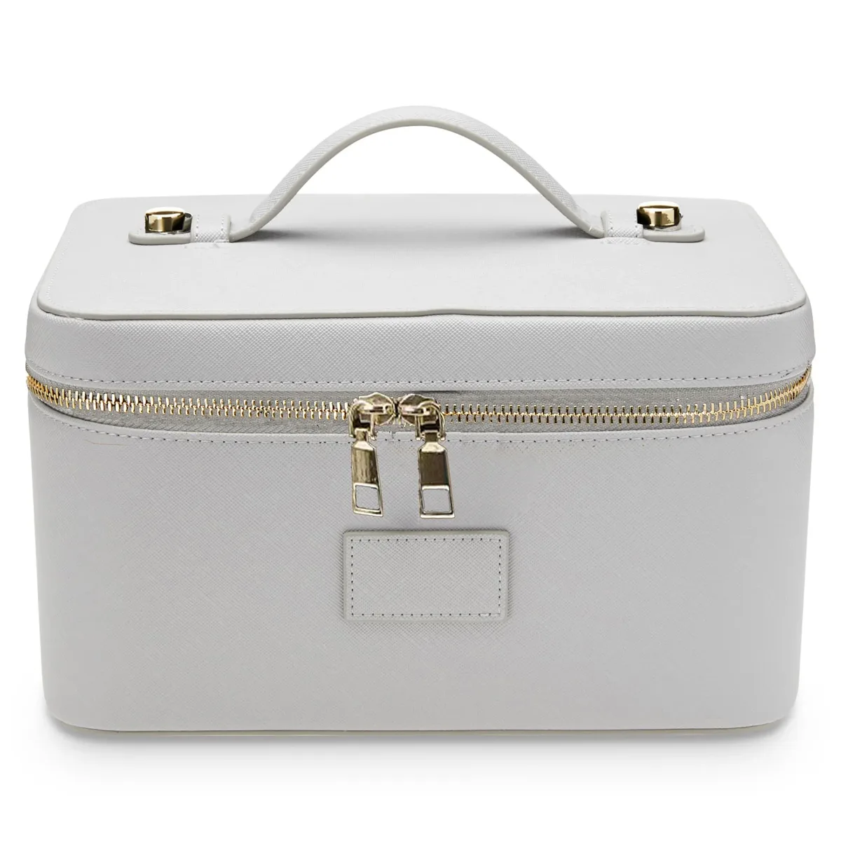 trousse de maquillage à main en pu avec compartiment, sac de maquillage portable en cuir de grande capacité, pochette cosmétique en cuir imperméable