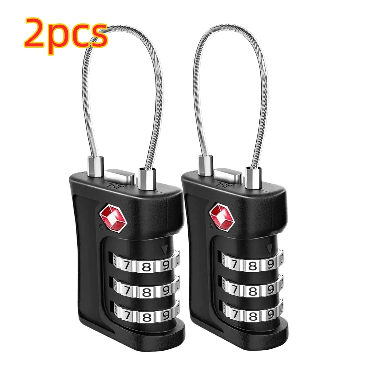 1-4 pack de cadenas à code tsa pour bagages de voyage, code modifiable, cadenas noir au design contrasté, cadenas à combinaison à 3 chiffres