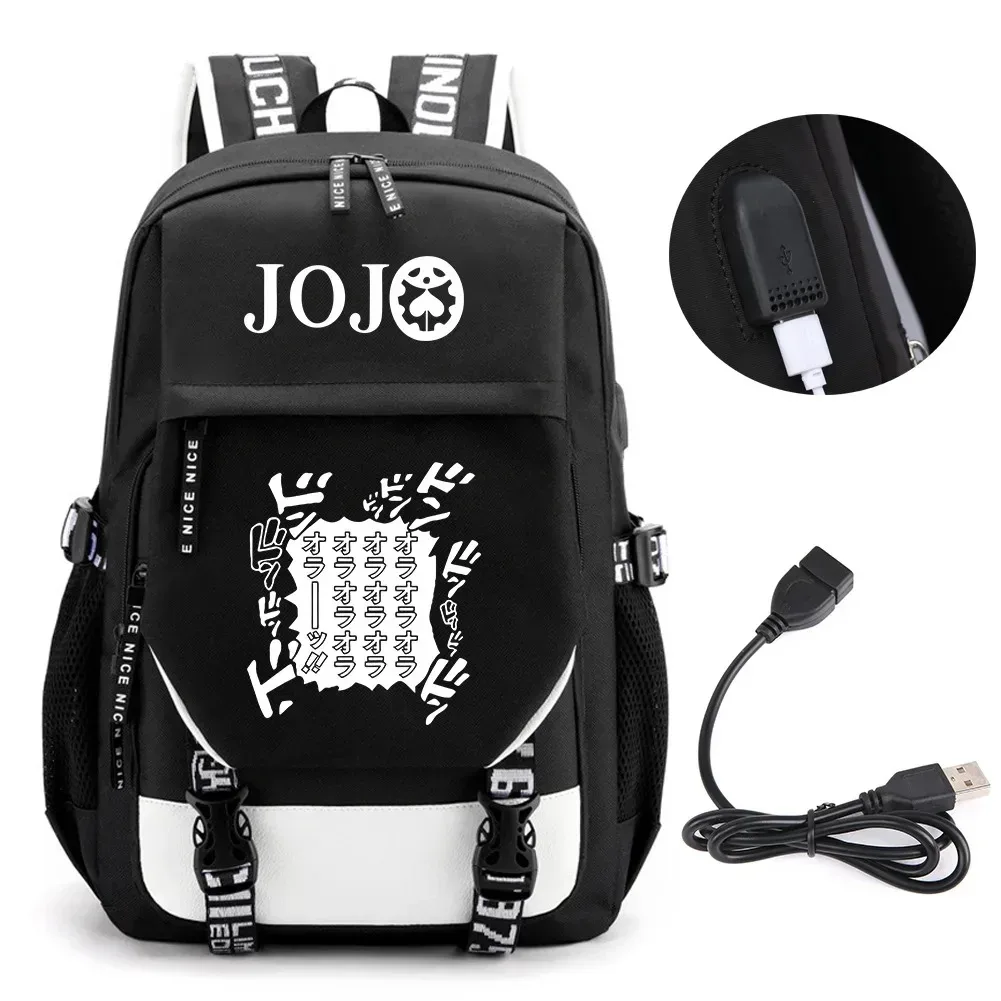 sac à dos de voyage pour ordinateur portable garçon et fille, chaîne anime jo jonathan joes killer golden experience, sacs à livres scolaires mochila, port usb