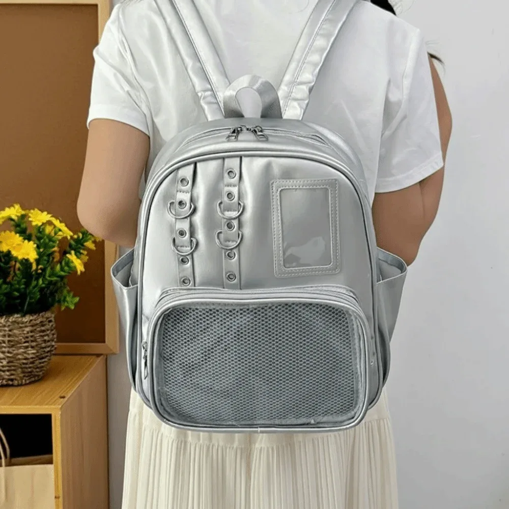 sac à dos transparent tendance en pu, style lolita, sac à bandoulière diy, sac à dos de présentation personnalisé pour fille
