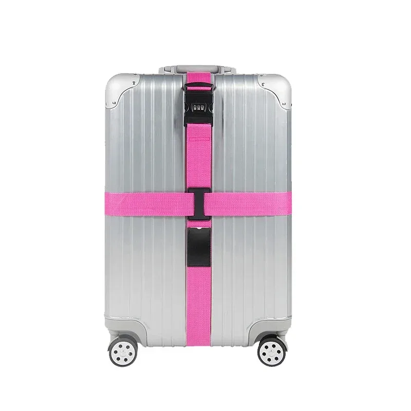 sangle de valise réglable avec serrure de chiffre, ceinture d'emballage croisée, accessoires essentiels de voyage, fournitures de valise, macro