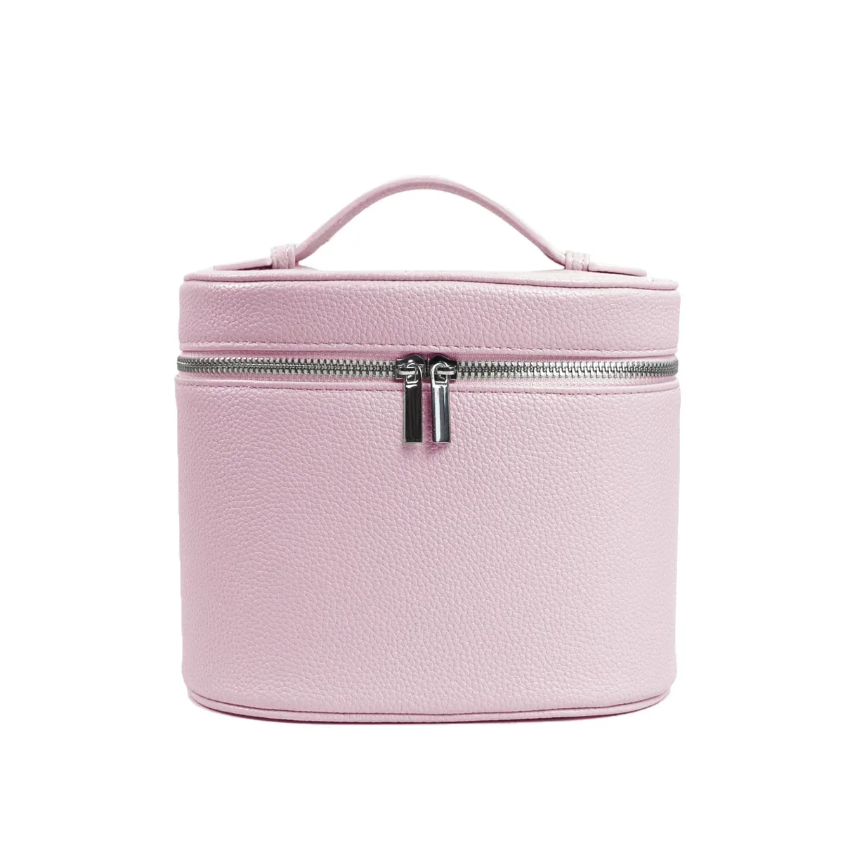 sac de voyage portable personnalisable avec compartiment cosmétique amovible en cuir grainé et section de rangement séparée pour articles de toilette