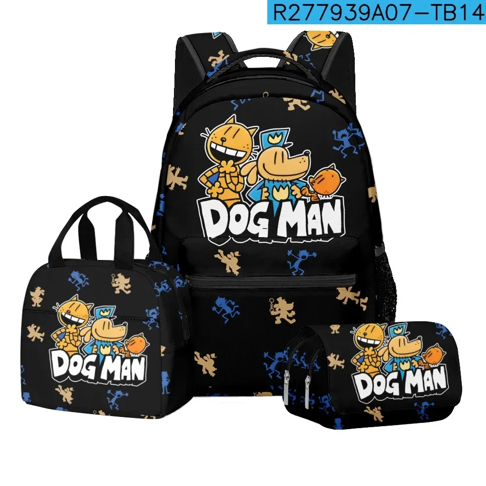 luxe populaire nouveauté dessin animé chien homme 3d imprimé 3 pièces/ensemble étudiant sacs d'école voyage cahier sac à dos sac à déjeuner porte-crayon