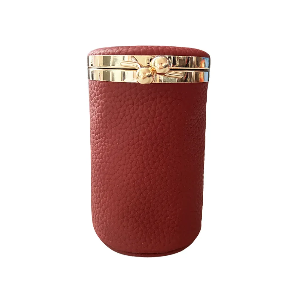 mini sac à cosmétiques en cuir pour femmes, organisateur de rouge à lèvres vintage portable avec miroir, petite pochette mignonne pour sac à main, essentiels de voyage