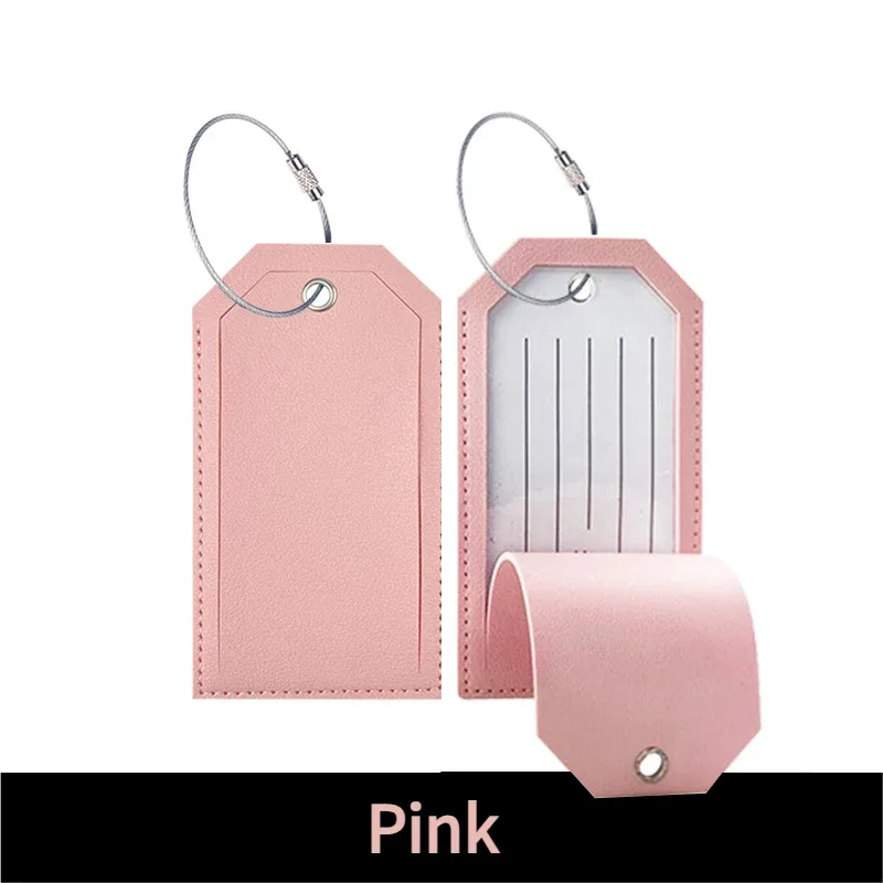 étiquette de bagage en cuir pu personnalisée avec boucle en fil d'acier - identificateur de sac de voyage personnalisé pour les voyages en avion