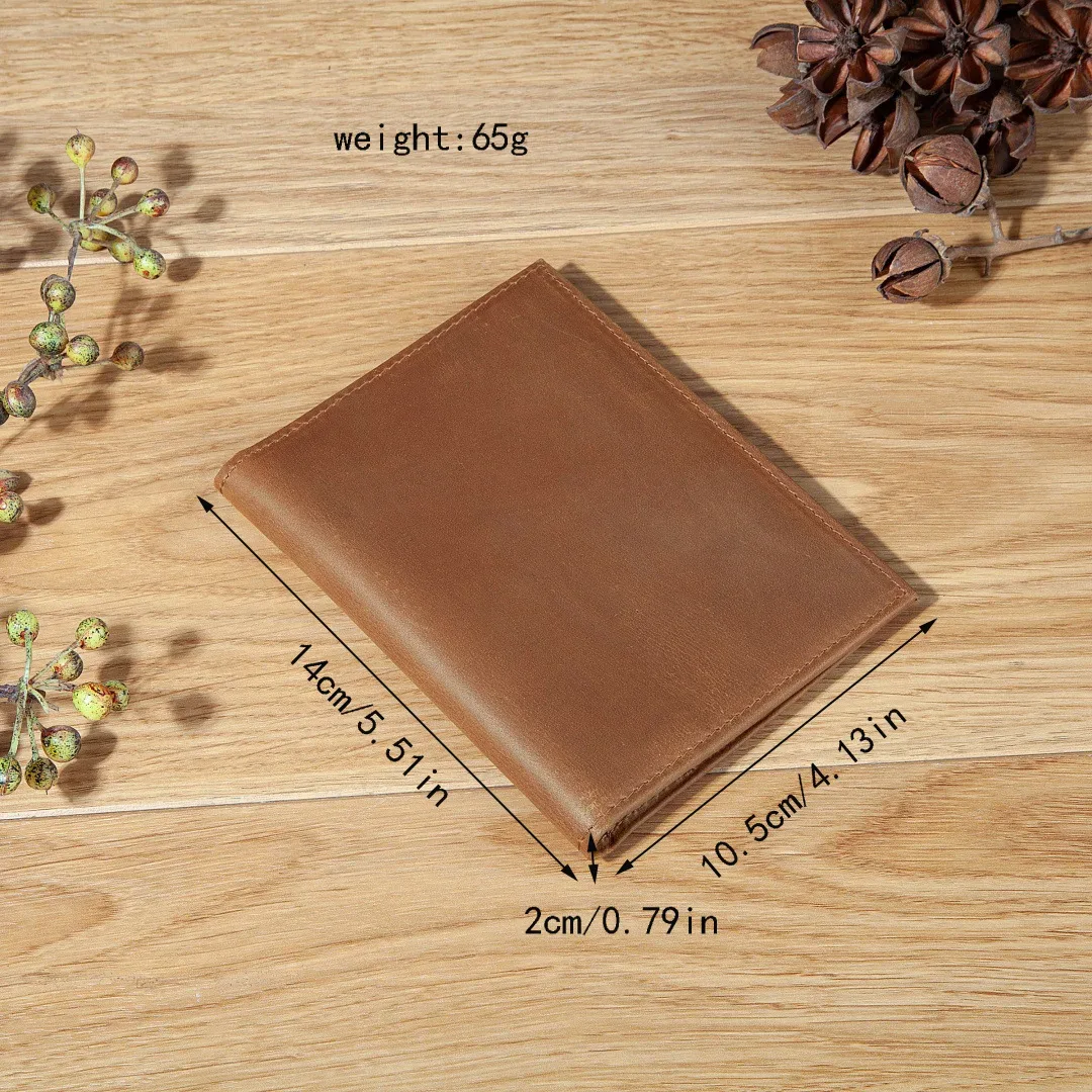 Porte-passeport vintage en cuir véritable, portefeuille de voyage anti-RFID avec emplacement pour AirTag et poche zippée, étui de passeport pour homme