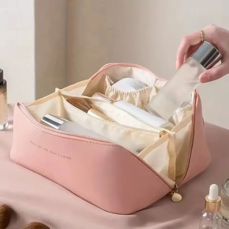organisateur de maquillage, trousse de toilette féminine, trousse de maquillage, pochette de rangement, boîte de luxe pour dames, trousse à cosmétiques, sac de rangement pour voyage à fermeture éclair