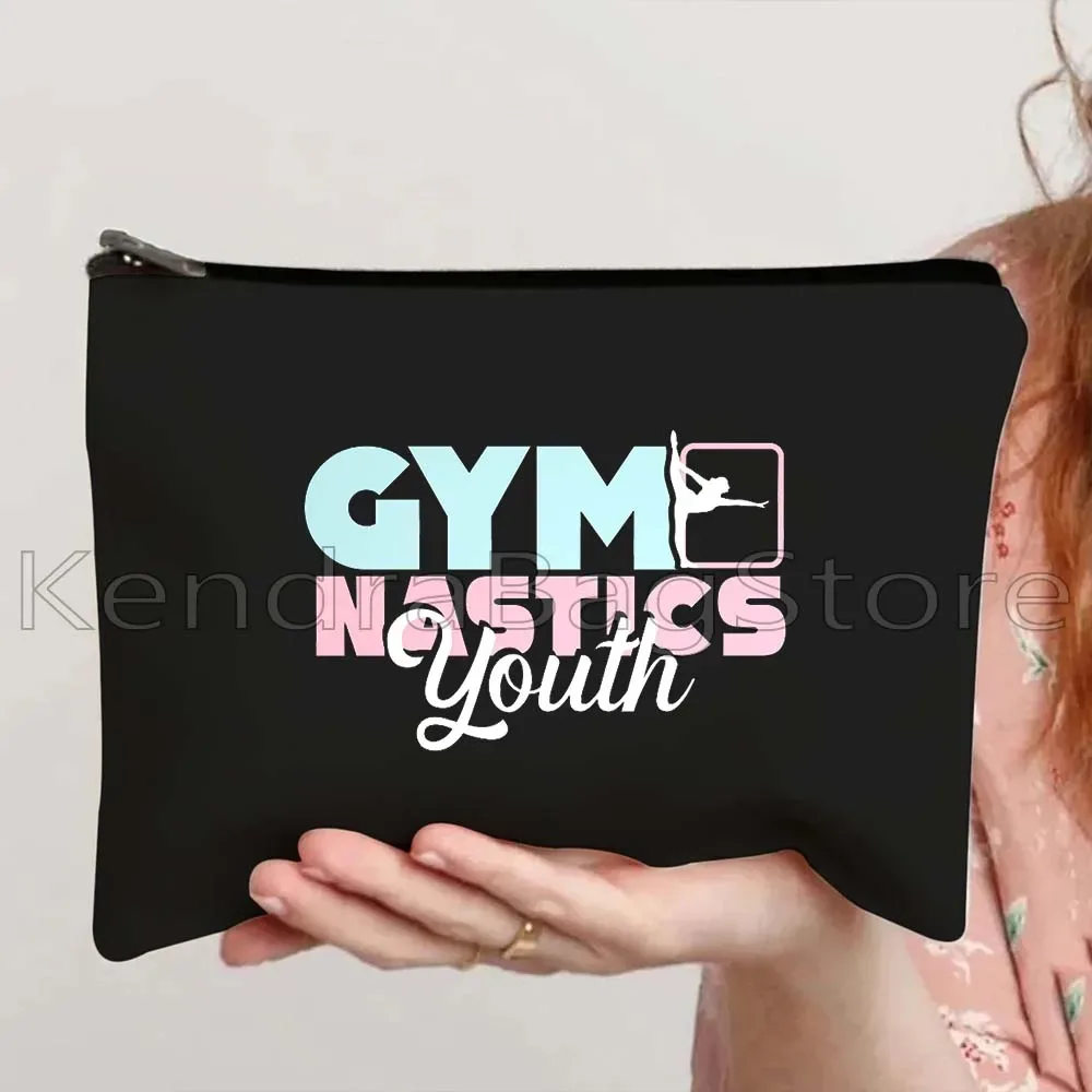 rétro culbutage gymnastique fille sport danseur toile maquillage cosmétique trousse de toilette gymnaste cadeau balance faisceau trousse à crayons pochette à fermeture éclair