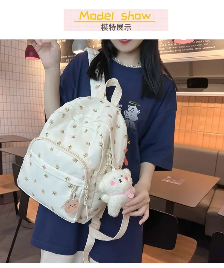 sac à dos floral brodé avec nom personnalisé, sac à dos décontracté pour filles, sac à dos pour dames, cadeau unique pour jeunes, sacs à main kawaii