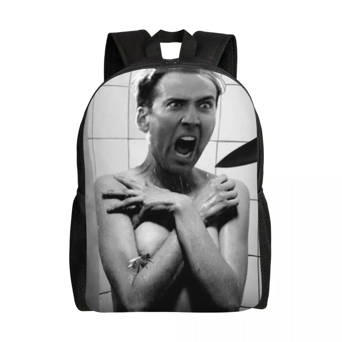 sac à dos personnalisé pour ordinateur portable nicolas cage meme, sac à livres de base pour femmes et hommes, sacs amusants pour étudiants