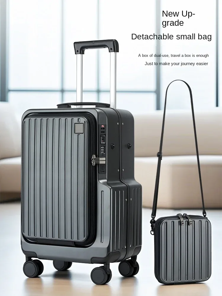 20 pouces multifonctionnel ouverture avant bagages ordinateur portable valise de voyage boîte d'embarquement boîtier de chariot pc mot de passe boîte bagage à main