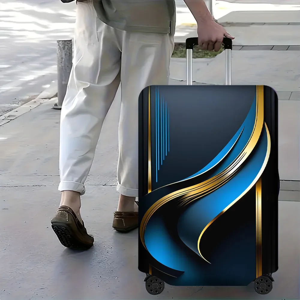 1 housse de valise avec un motif imprimé doré style fluide, adaptée aux valises de 18 à 32 pouces ; housse de valise