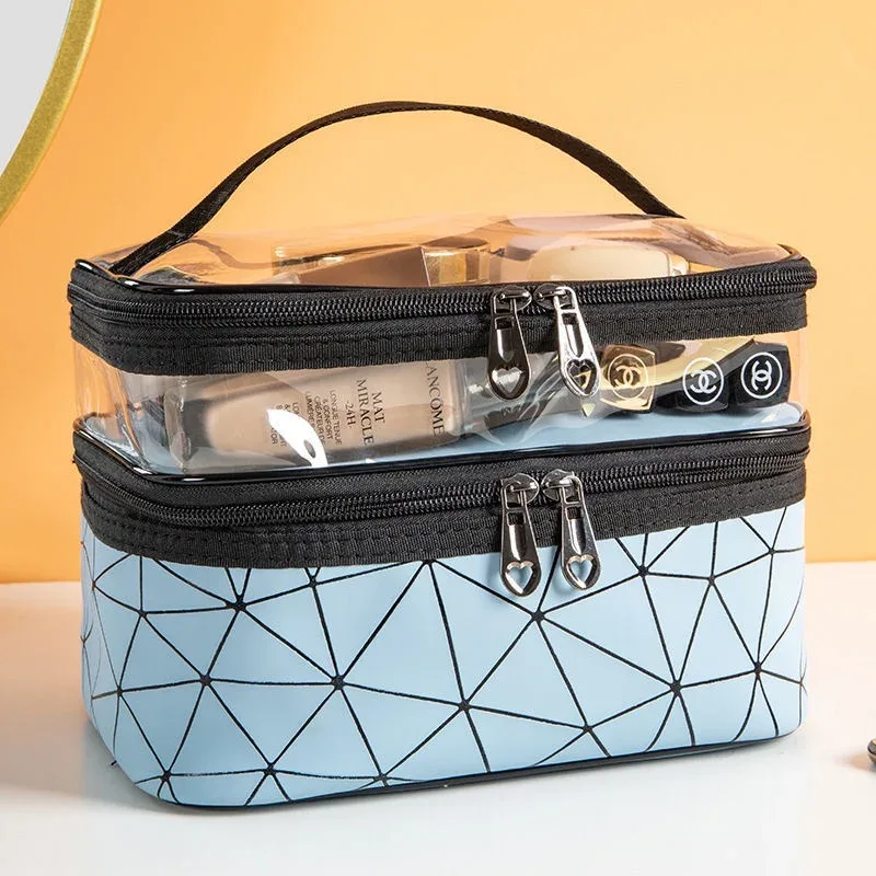 trousse de maquillage double portable grande capacité version coréenne ringer sac de voyage multifonctionnel trousse de toilette sac de rangement portable