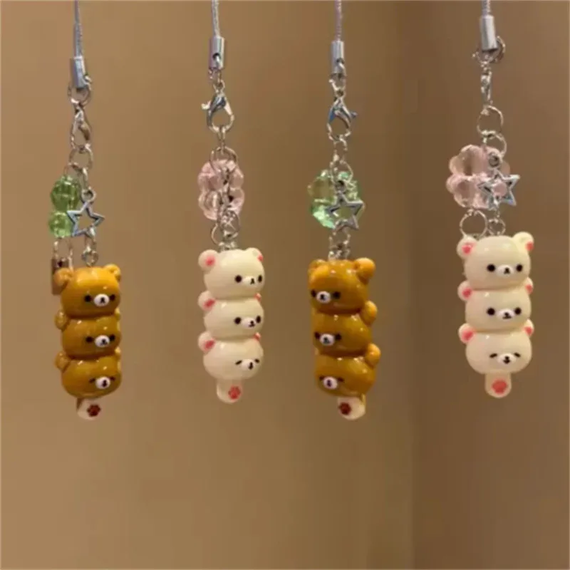 kawaii dessin animé ours mignon fille sac à dos pendentif porte-clés offres spéciales anime téléphone porte-clés iphone 17promax airpods ins corée nouveau y2k