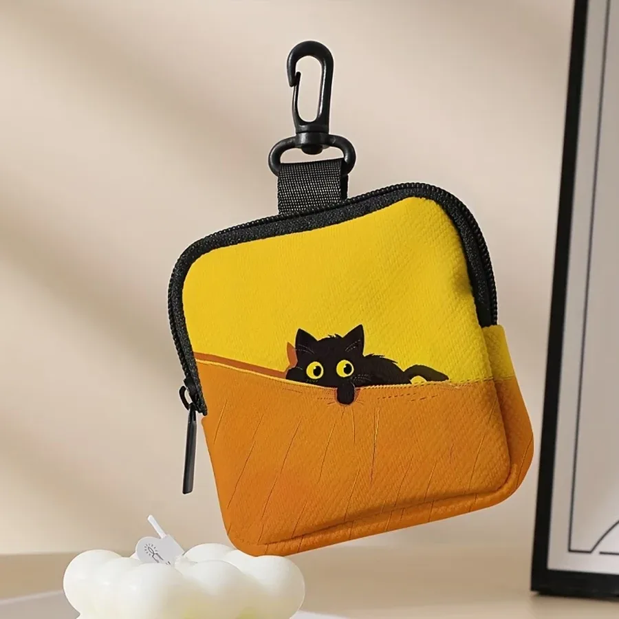 porte-monnaie grande capacité à motif imprimé chat, sac de rangement pour pièces de monnaie imprimé numériquement, porte-monnaie multifonctionnel pour cartes et clés, choix de cadeau idéal