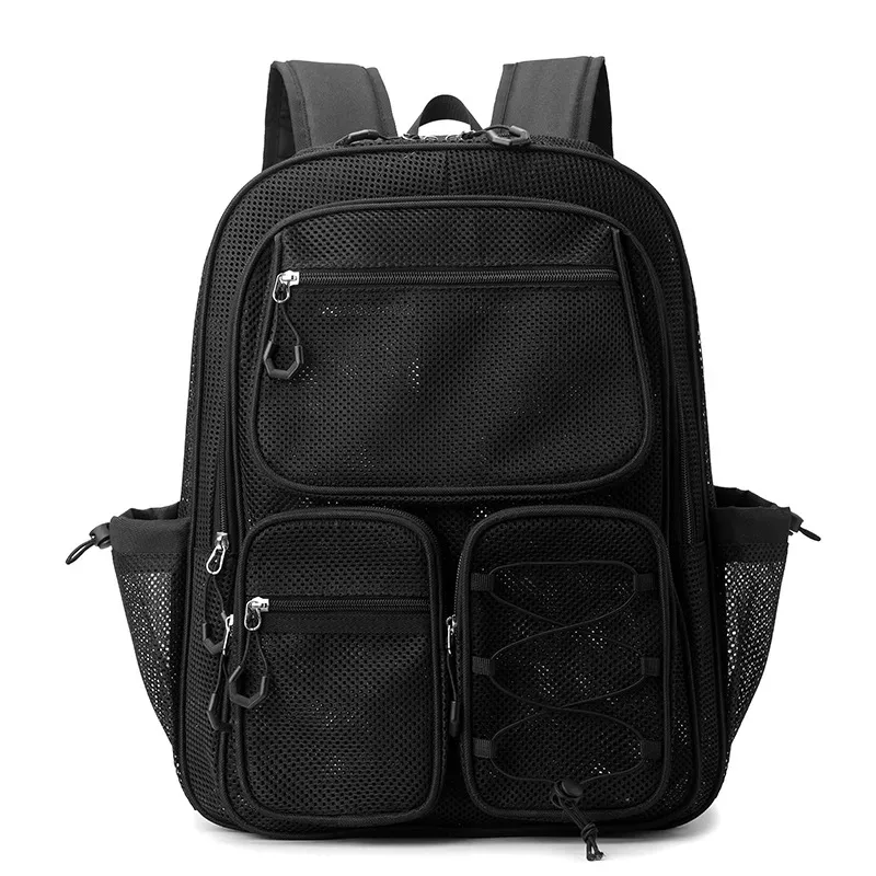 nouveau sac à dos de sport et de plage tendance en maille transparente grande capacité pour l'été, sac à dos double épaule pour collégiens et lycéens