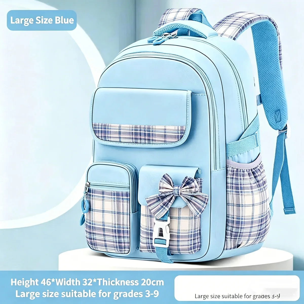 sac à dos à carreaux pour enfants, protection de la colonne vertébrale, sac étanche léger, grande capacité, élèves du primaire, filles, nouveau
