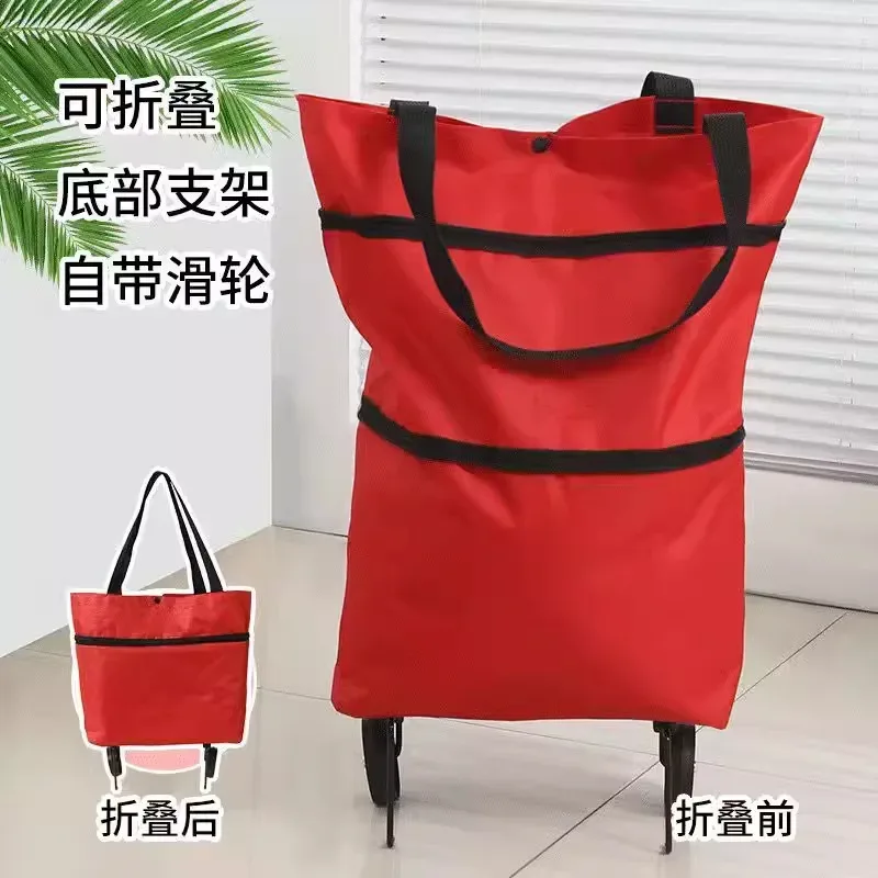 sac de courses pliable à roulettes avec logo personnalisé, grande capacité, sac fourre-tout à roulettes pour femmes, pour la maison, le supermarché et les courses.