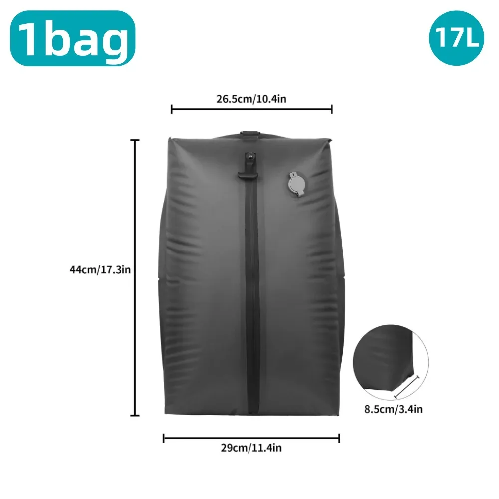 sacs de rangement sous vide, cubes de rangement, étanches ip67, en pu et polyester, 17l, souples, portables, blanc, noir, rose, sac de voyage, pompe vendue séparément