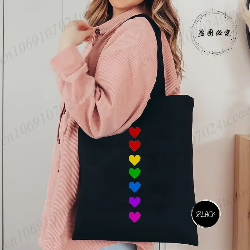 sac de shopping pour femmes minimaliste aquarelle coeur imprimé graphique sacs à bandoulière étudiants filles fourre-tout décontractés femmes sacs à main hg01