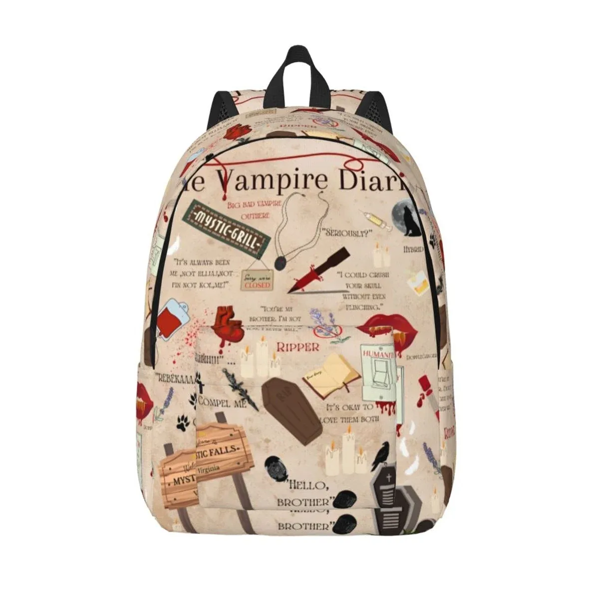 the vampire diaries sac à dos de dessin animé pour hommes femmes adolescents lycée affaires sac à dos série tv sacs en toile pour ordinateur portable avec poche